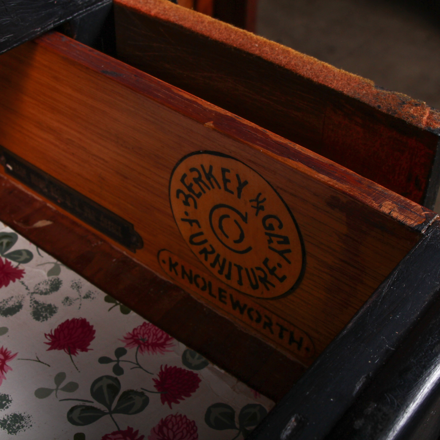 Vintage Berkey & Gay Floral Secretary Desk