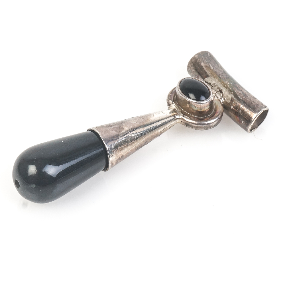 Vintage Sterling Silver and Stone Pendants Including a Mesoamerican Warrior Face