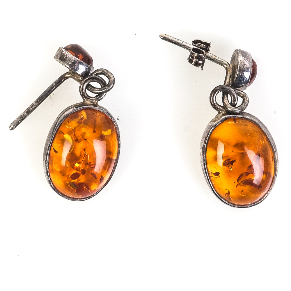 Sterling Silver and Amber Demi Parure