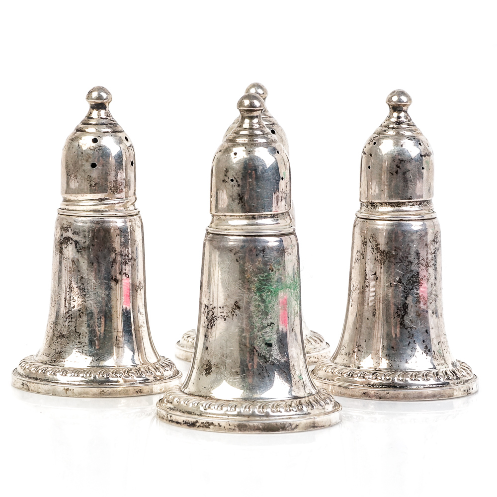 Set of Vintage Empire Weighted Sterling Silver Salt and Pepper Shakers
