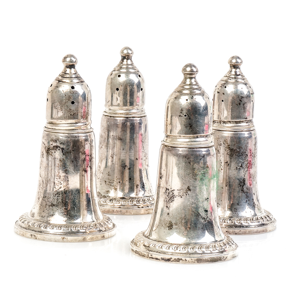 Set of Vintage Empire Weighted Sterling Silver Salt and Pepper Shakers