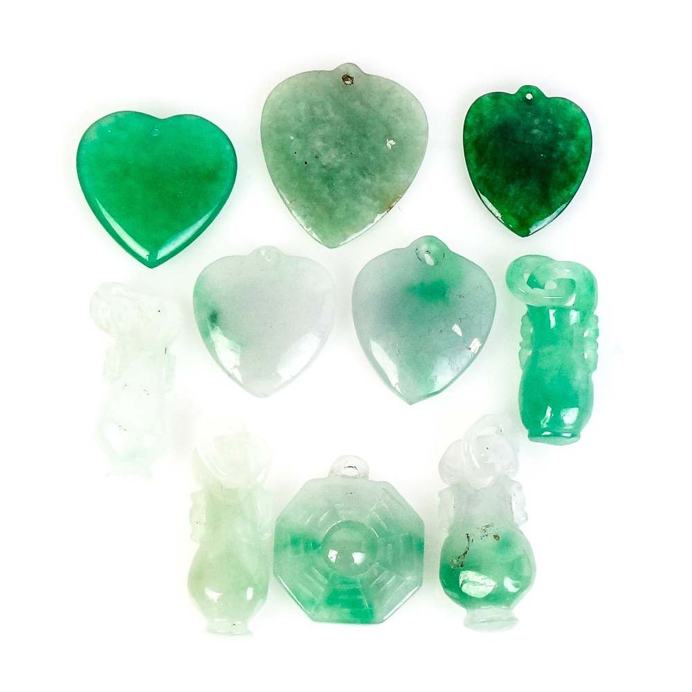 Collection of Carved Jadeite Jade Pendants