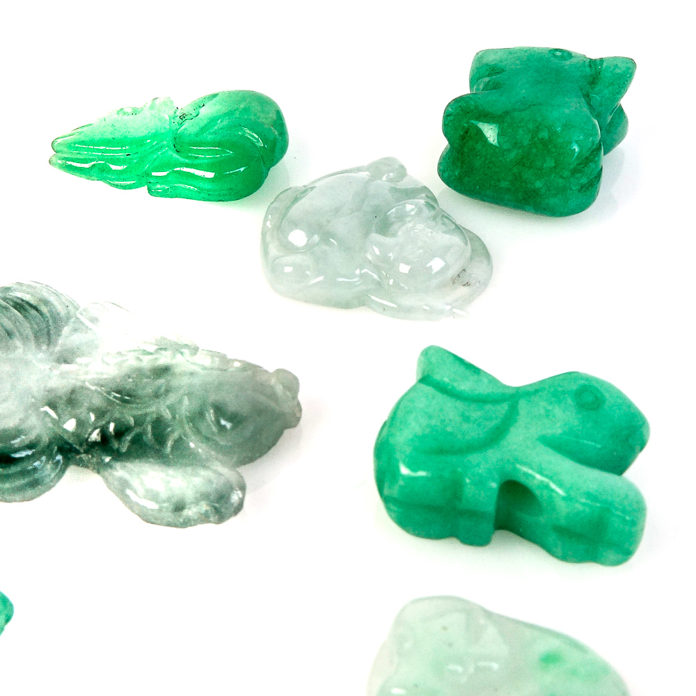 Collection of Loose Jadeite Jade Fetish Pendants and Carvings