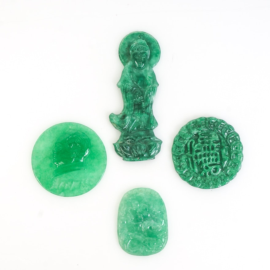 Collection of Chinese Jadeite Jade Pendants