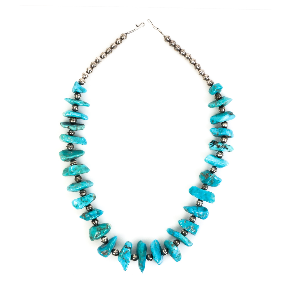 Vintage Sterling Silver and Turquoise Nugget Statement Necklace