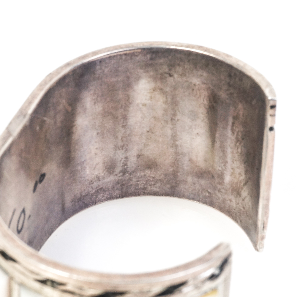 Southwest Inspired Sterling Silver and Stone Mosaic Cuff Bracelet