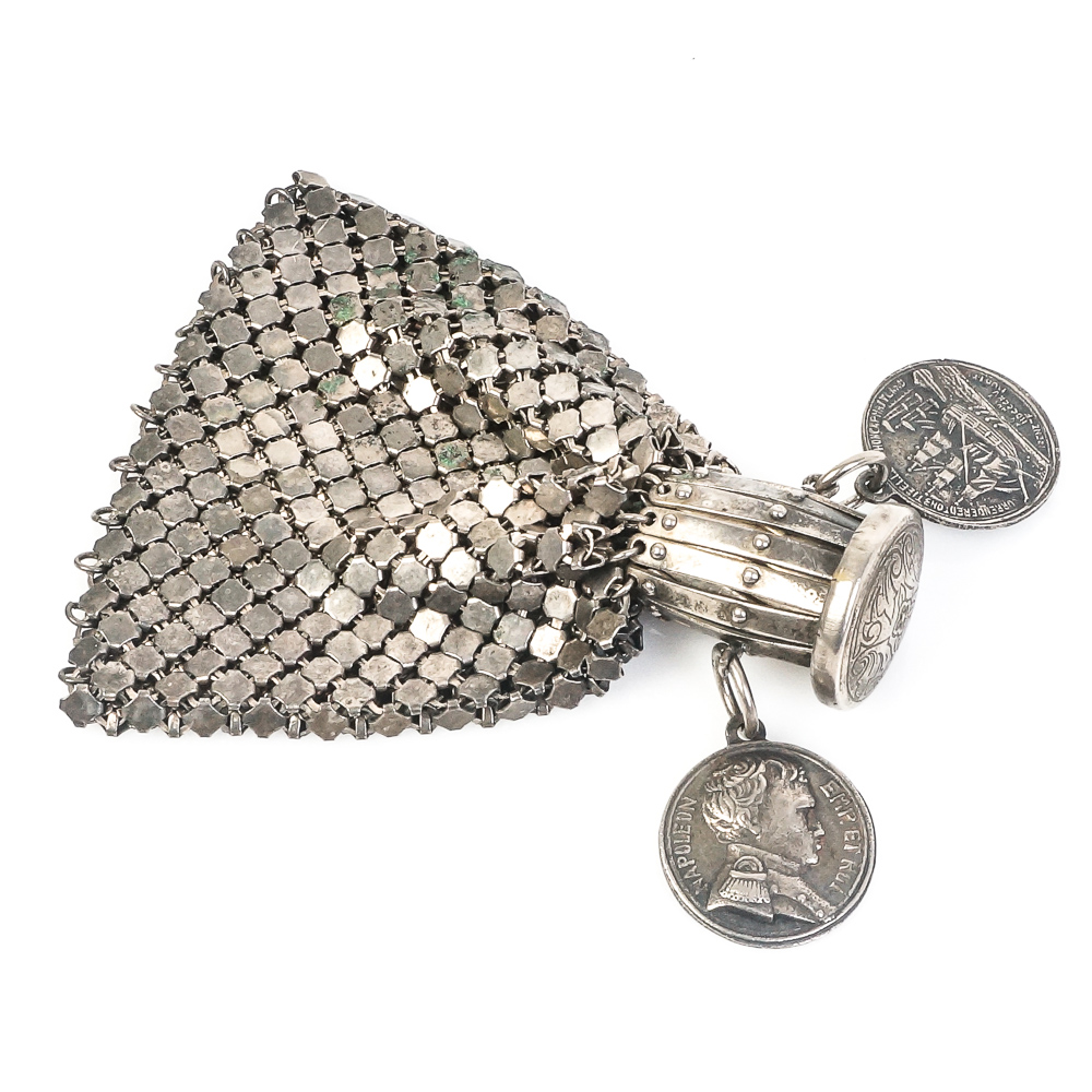 Vintage French Metal Mesh Gate Top Beggars Bag