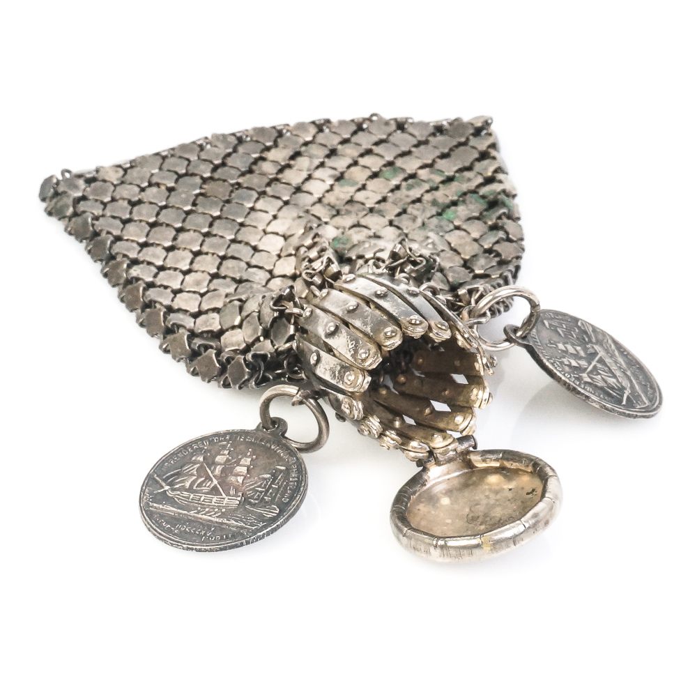 Vintage French Metal Mesh Gate Top Beggars Bag