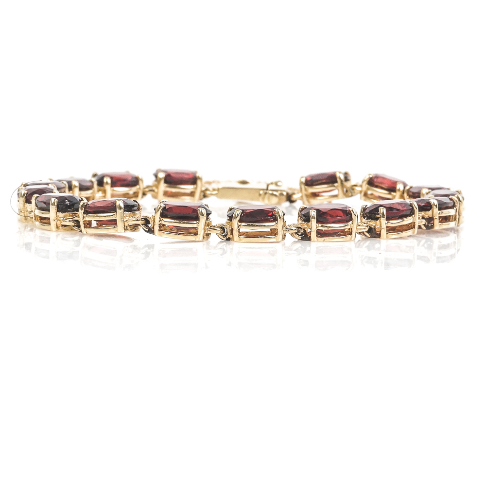 14K Yellow Gold and 16.00 CTW Garnet Tennis Bracelet