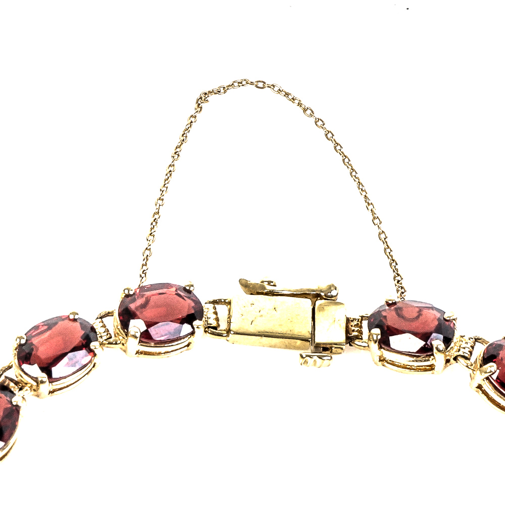 14K Yellow Gold and 16.00 CTW Garnet Tennis Bracelet