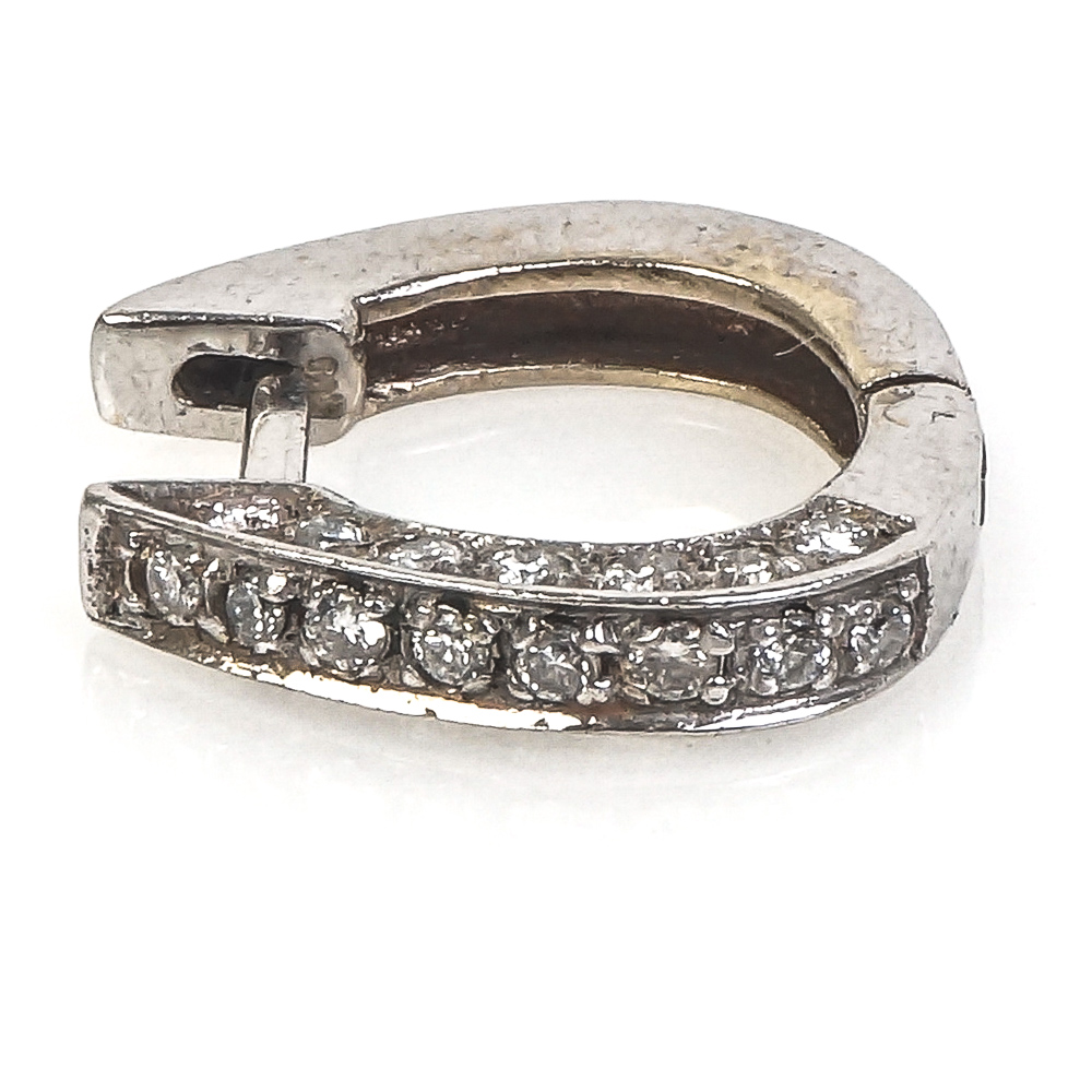 14K White Gold and Diamond Huggie Earrings