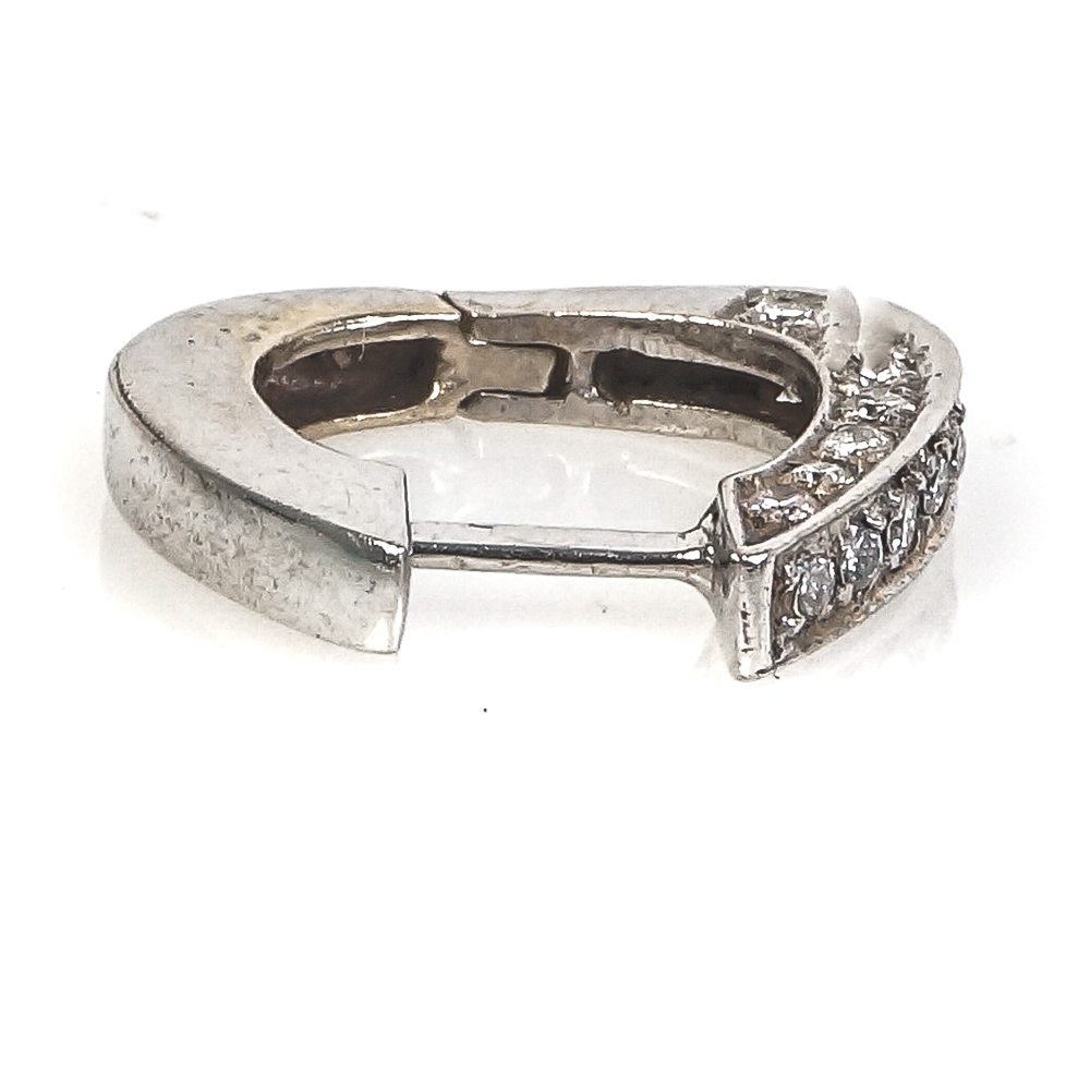 14K White Gold and Diamond Huggie Earrings