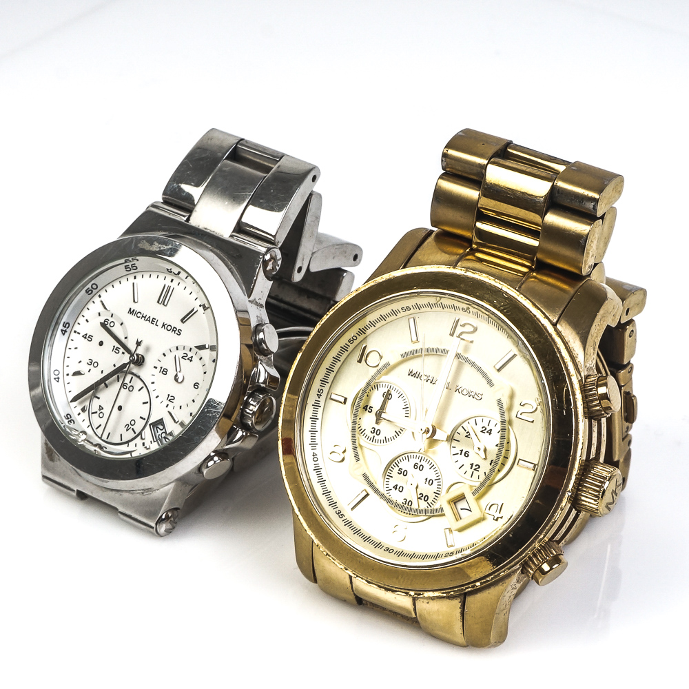 Pair of Michael Kors Stainless Steel Chronograph Watches