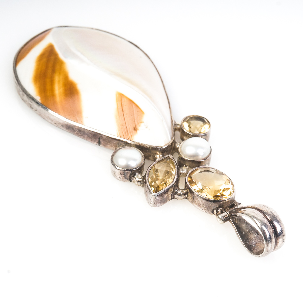 Collection of Sterling Silver and Multi-Stone Drop Pendants