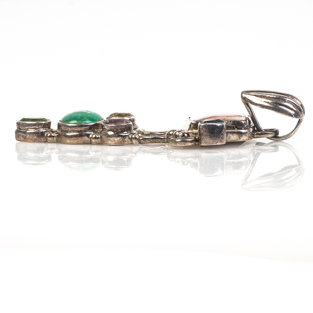 Collection of Sterling Silver and Multi-Stone Drop Pendants