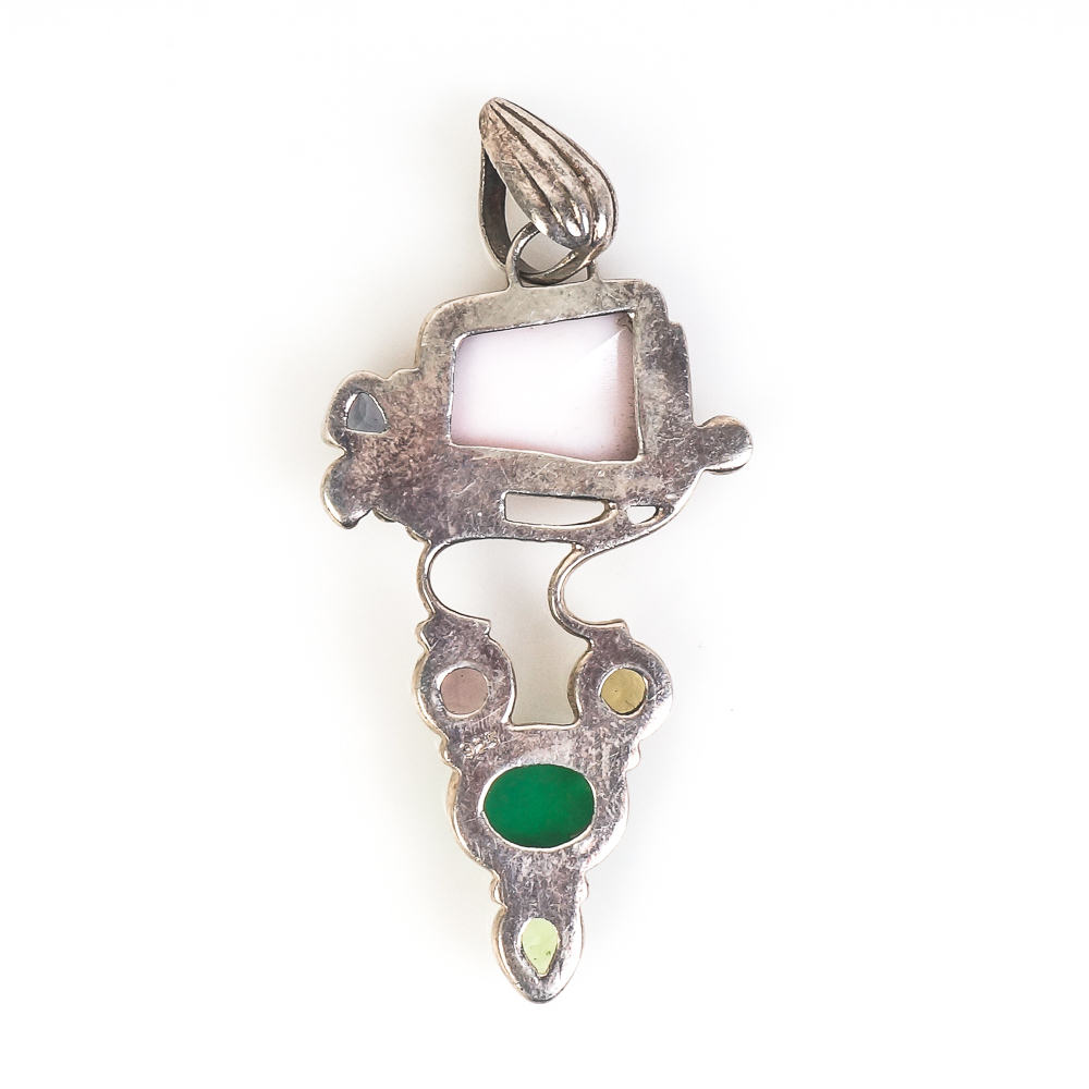 Collection of Sterling Silver and Multi-Stone Drop Pendants