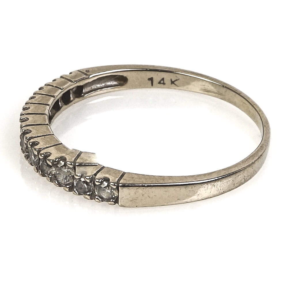 14K White Gold and Diamond Wedding Band