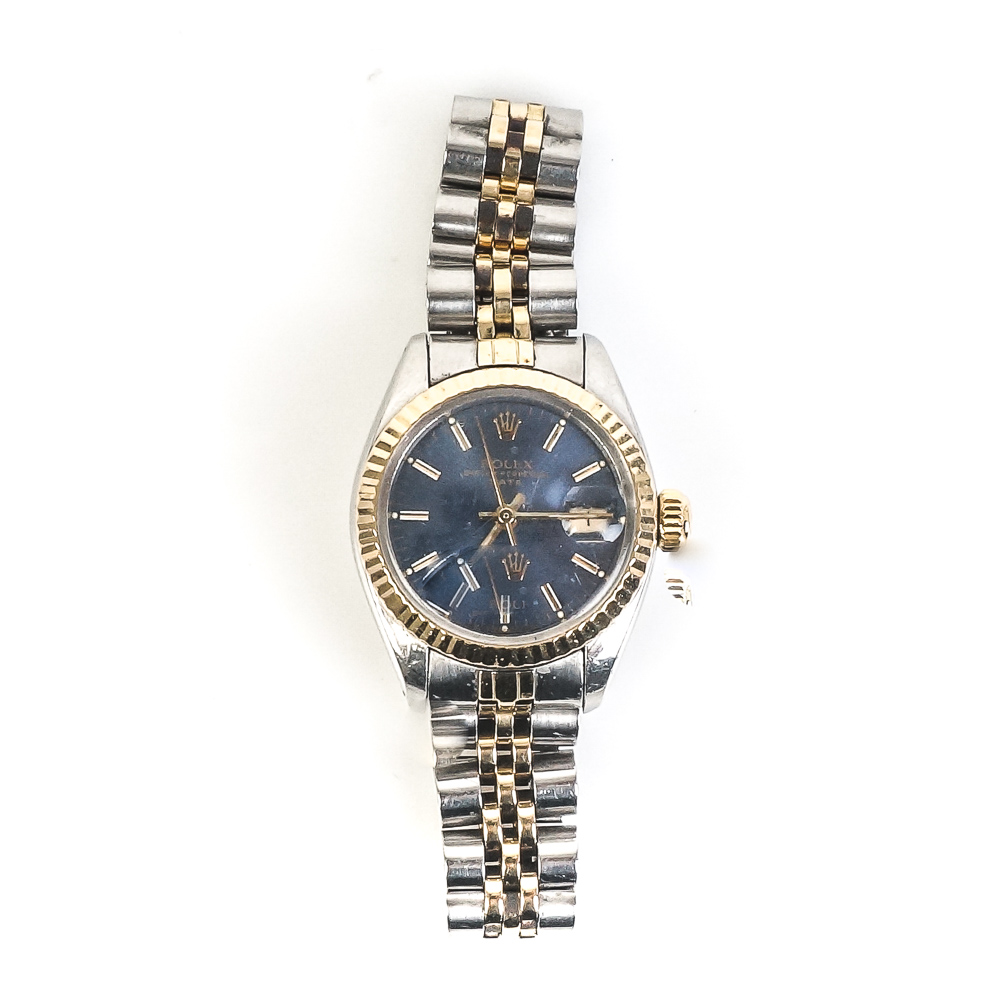 Vintage Rolex Oyster Perpetual Date 14K Yellow Gold and Steel Watch