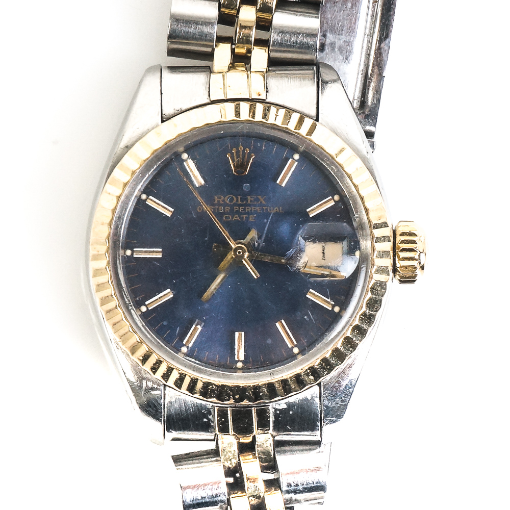 Vintage Rolex Oyster Perpetual Date 14K Yellow Gold and Steel Watch