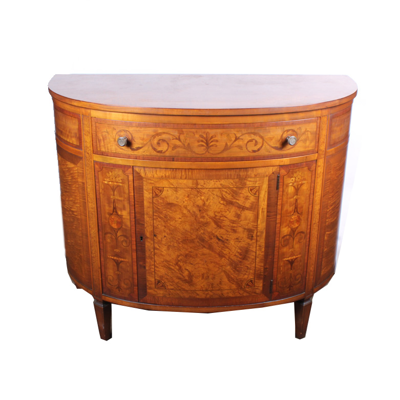 Vintage Neoclassical Inspired Maple Demilune Console Table