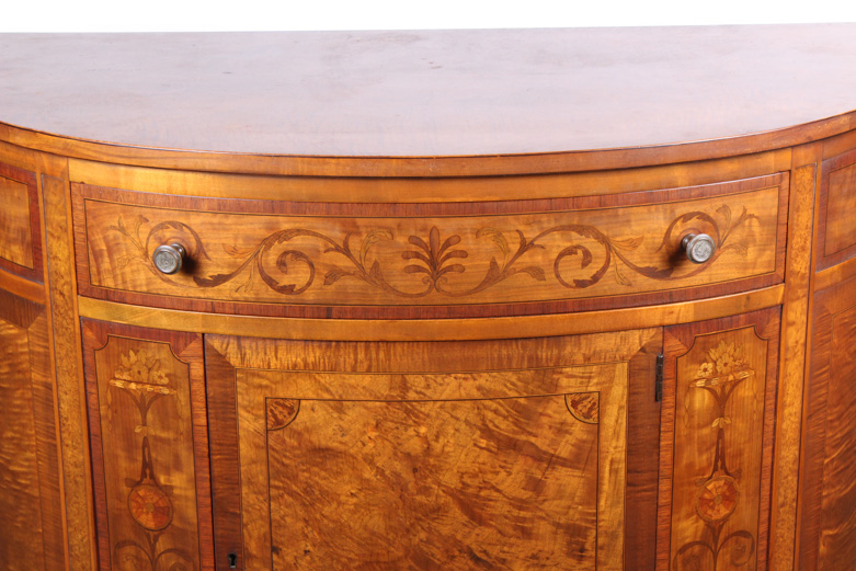 Vintage Neoclassical Inspired Maple Demilune Console Table