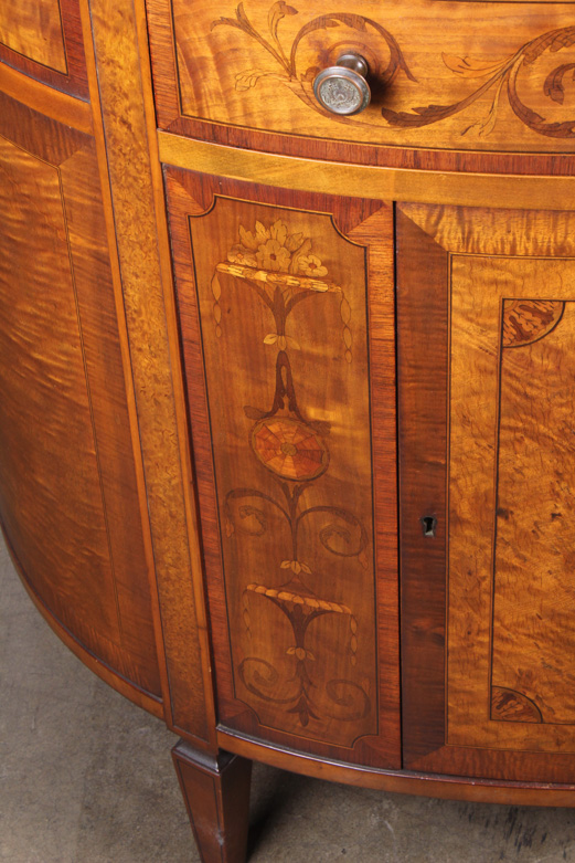 Vintage Neoclassical Inspired Maple Demilune Console Table