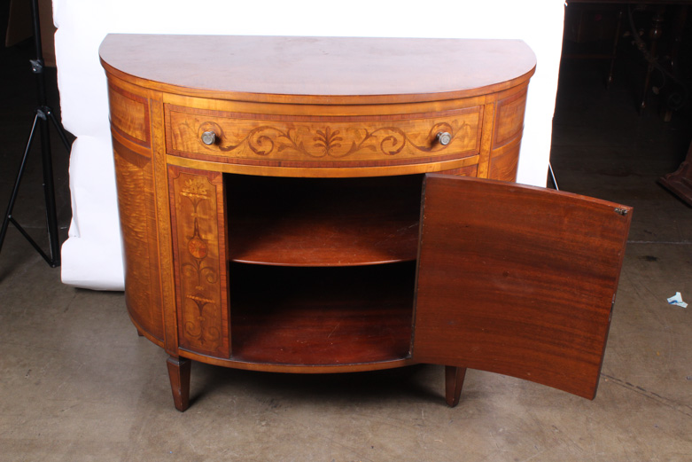 Vintage Neoclassical Inspired Maple Demilune Console Table