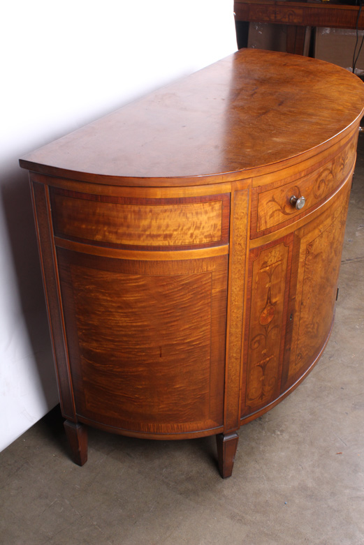 Vintage Neoclassical Inspired Maple Demilune Console Table