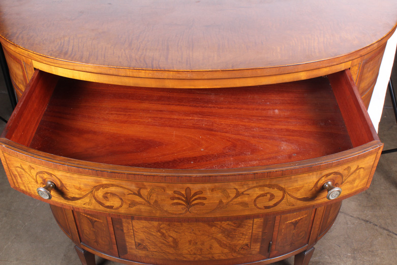 Vintage Neoclassical Inspired Maple Demilune Console Table