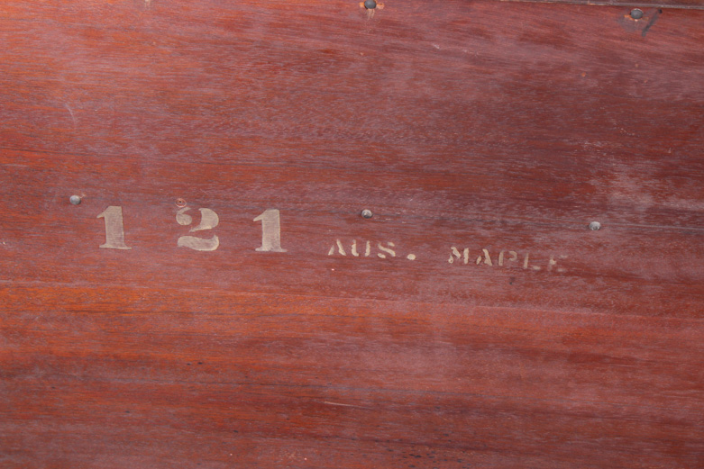 Vintage Neoclassical Inspired Maple Demilune Console Table