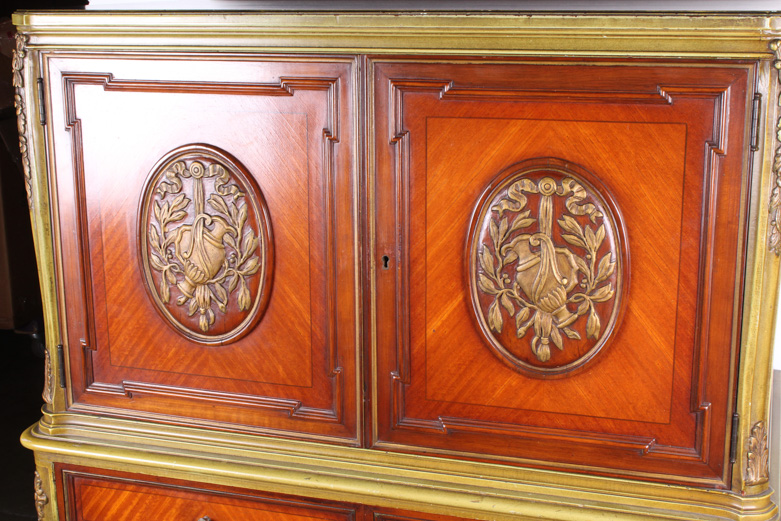 Vintage Chesterfield Furniture Co. Armoire with Parkay Wood Detailing