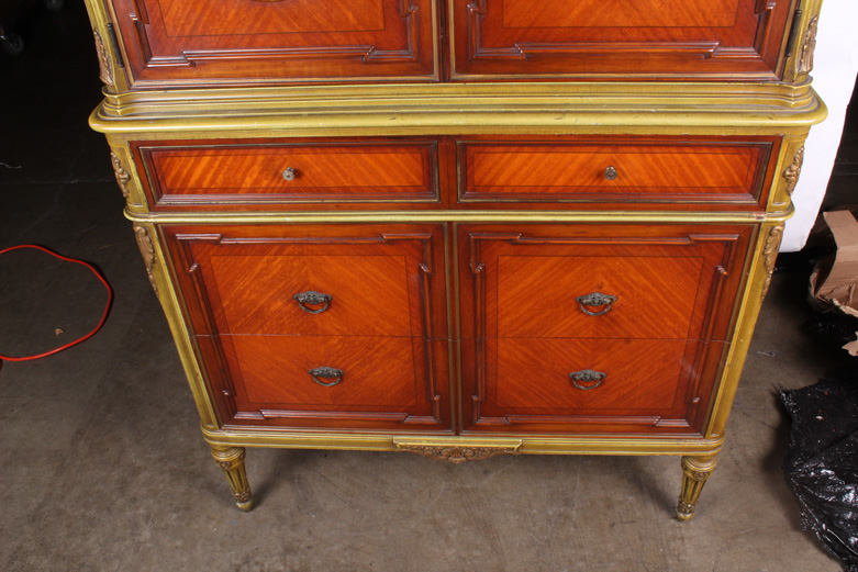 Vintage Chesterfield Furniture Co. Armoire with Parkay Wood Detailing
