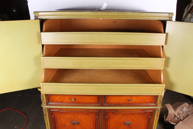 Vintage Chesterfield Furniture Co. Armoire with Parkay Wood Detailing