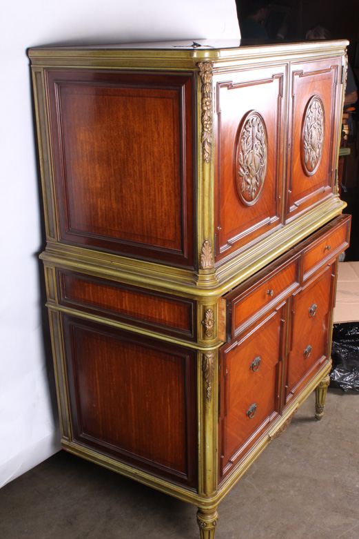 Vintage Chesterfield Furniture Co. Armoire with Parkay Wood Detailing