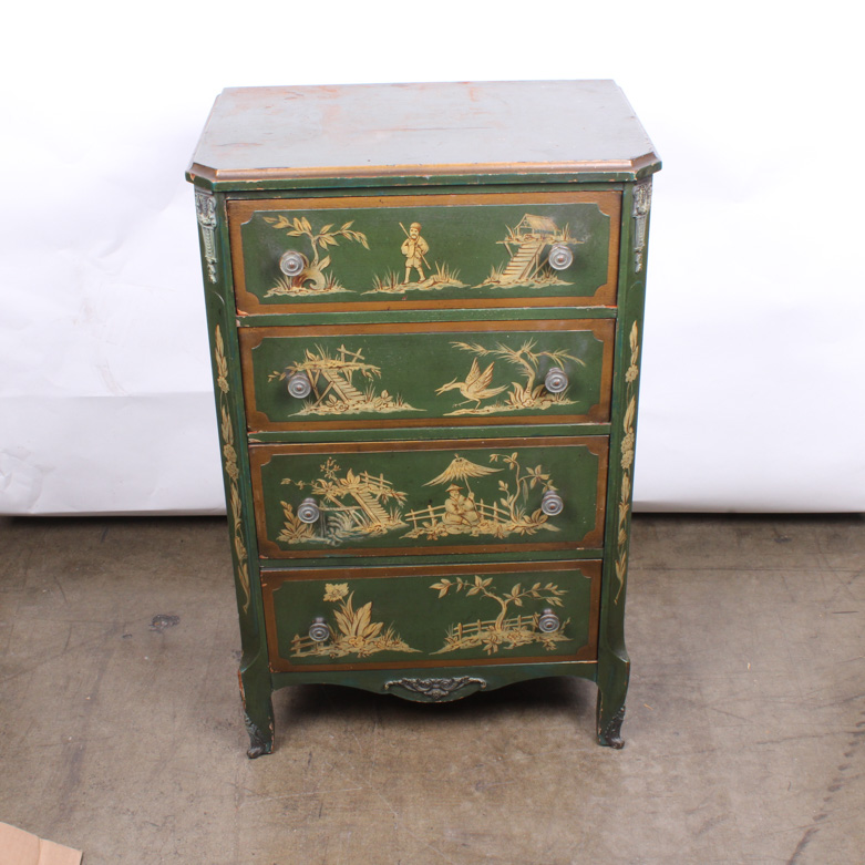 Vintage Chinese Inspired Mahogany Painted Chest of Drawers by Colonial Mfg Co