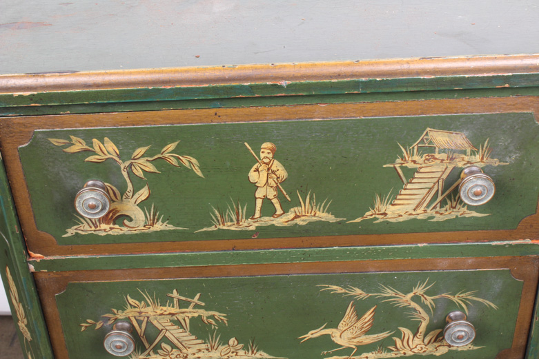 Vintage Chinese Inspired Mahogany Painted Chest of Drawers by Colonial Mfg Co