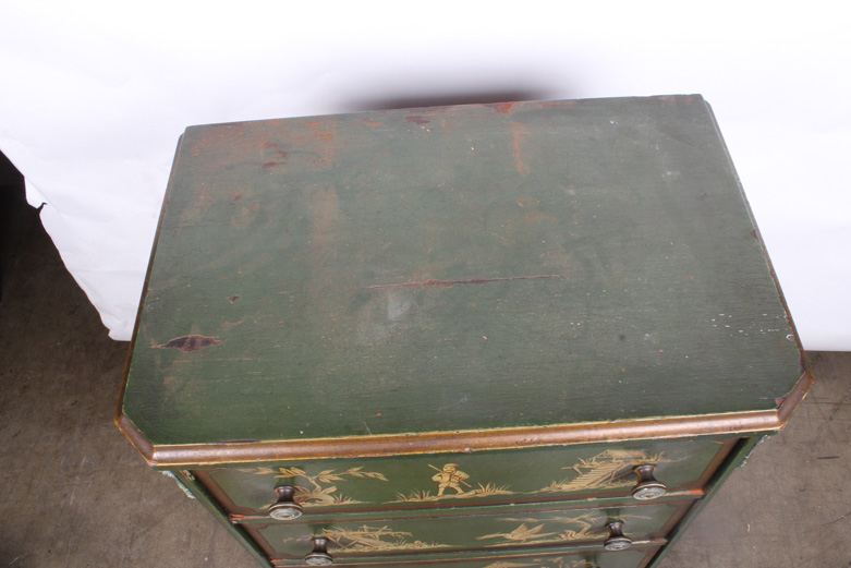 Vintage Chinese Inspired Mahogany Painted Chest of Drawers by Colonial Mfg Co