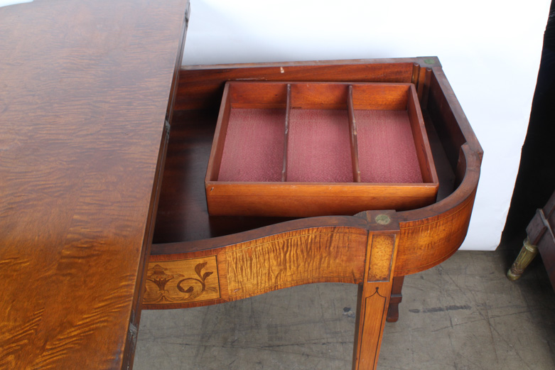 Vintage Neoclassical Inspired Maple Game Table