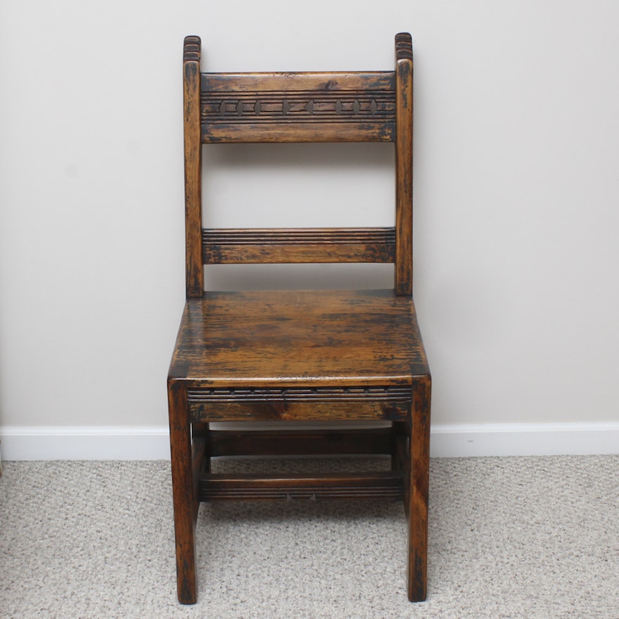 Southwestern Themed Wood Side Chair