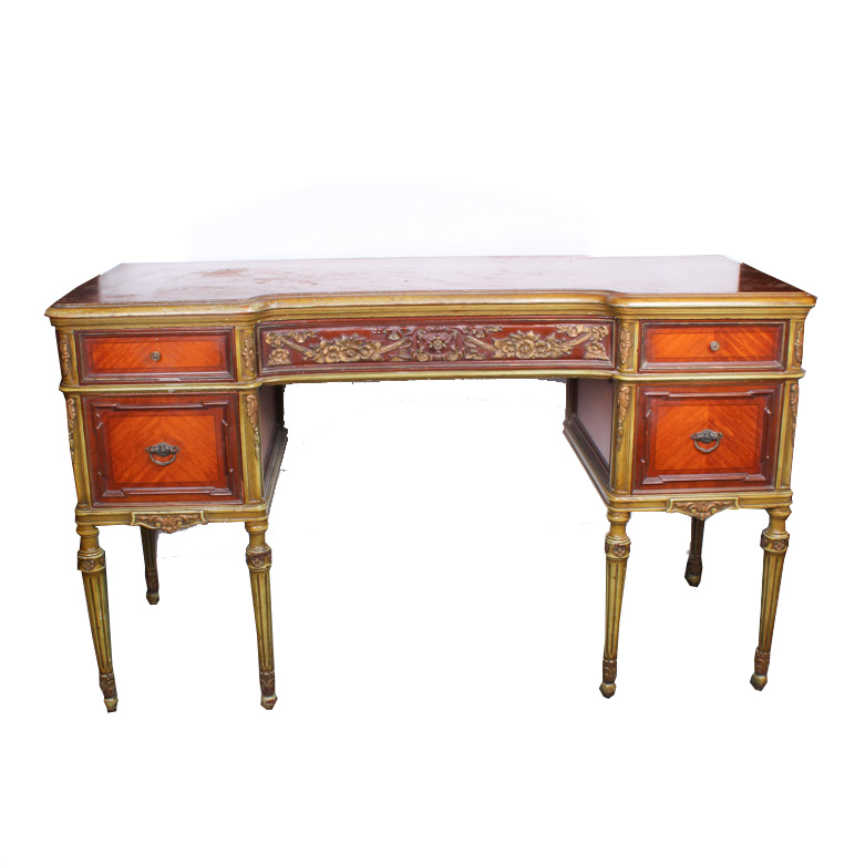 Vintage Chesterfield Furniture Co. Desk with Parkay Wood Detailing