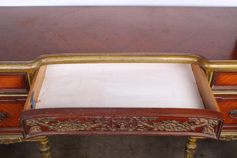 Vintage Chesterfield Furniture Co. Desk with Parkay Wood Detailing