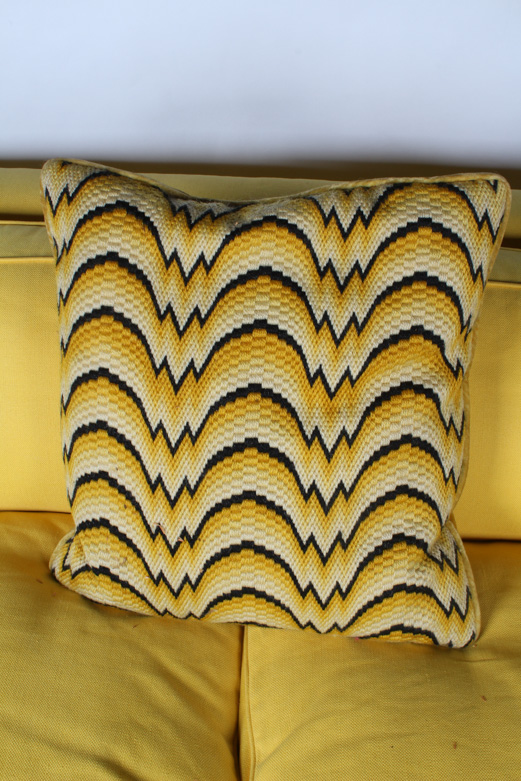 Modern Yellow Sleeper Sofa with Three Assorted Decorative Pillows