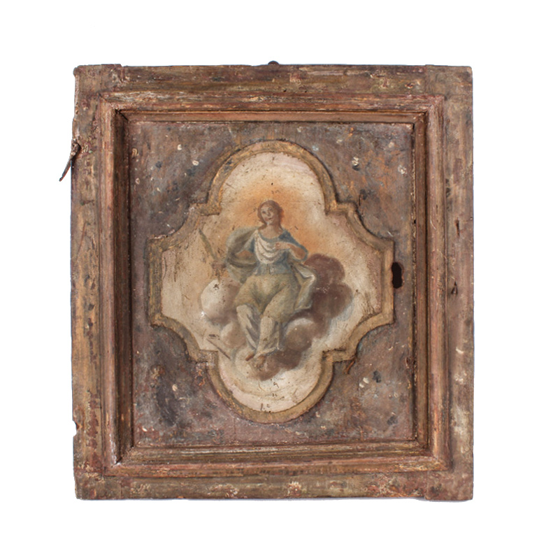 Antique Hand Painted Cabinet Door with Key Hole