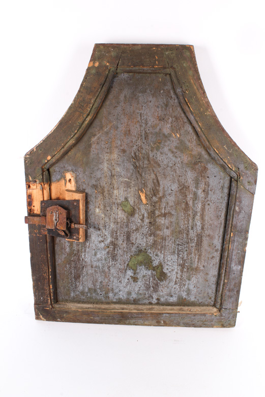 Antique Hand Painted Elongated Hexagon Cabinet Door