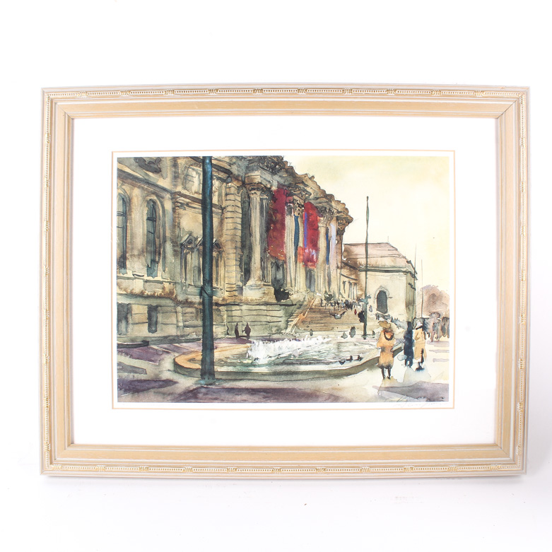 Vintage Watercolor Painting on Paper