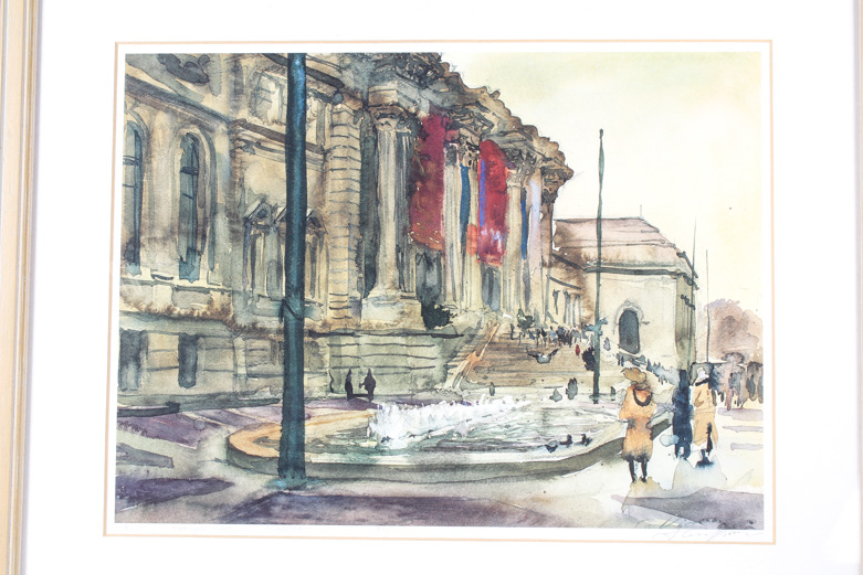 Vintage Watercolor Painting on Paper