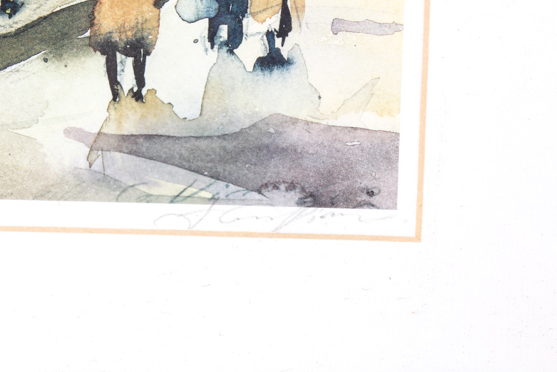 Vintage Watercolor Painting on Paper