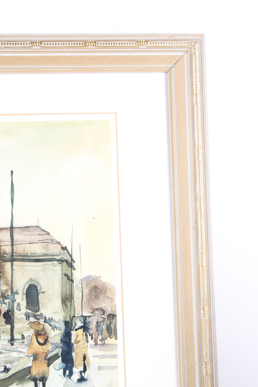 Vintage Watercolor Painting on Paper