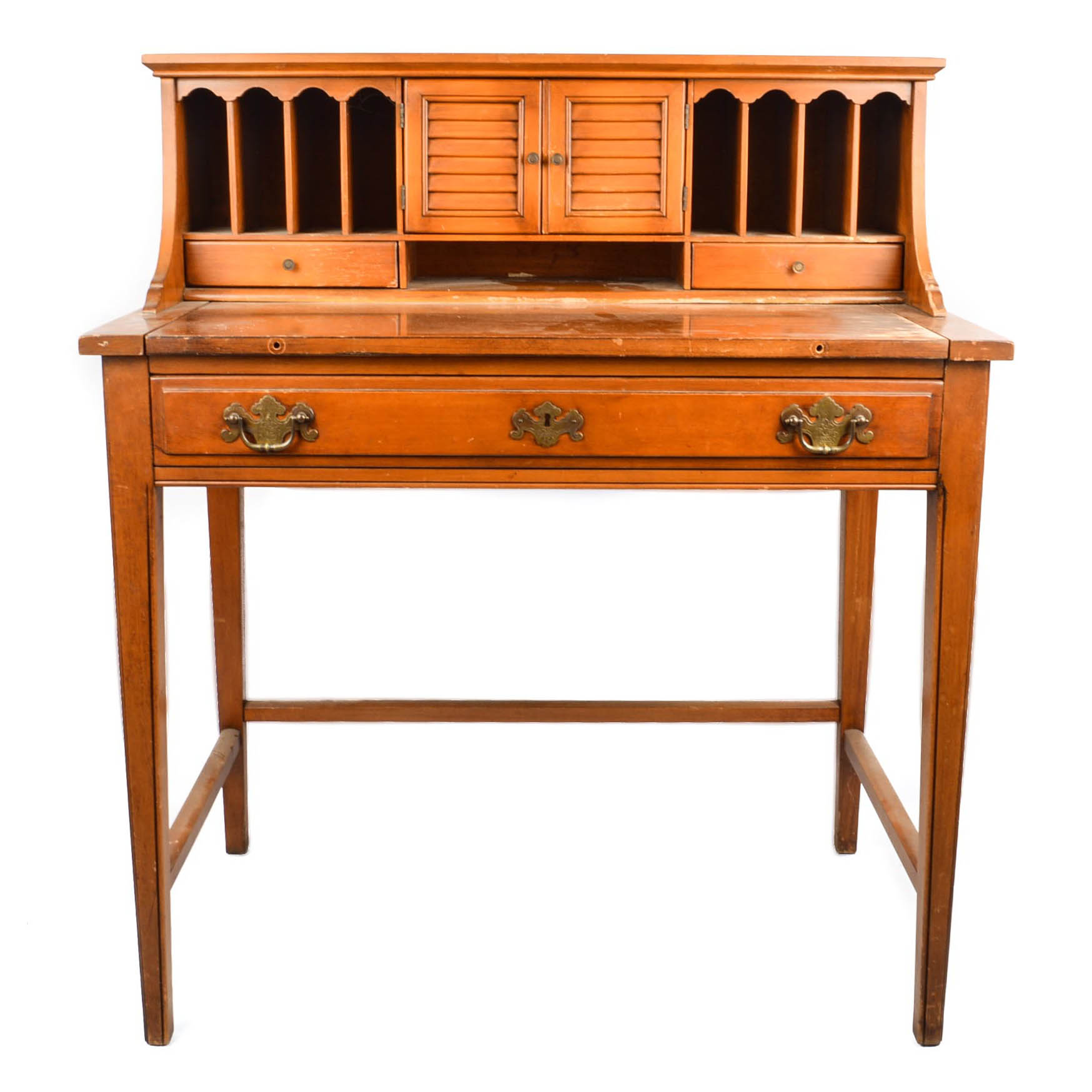 Maple Desk With Wall Shelf Unit