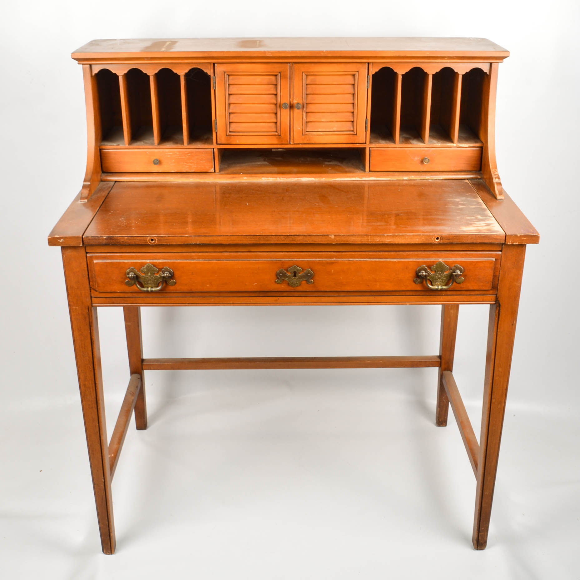 Maple Desk With Wall Shelf Unit